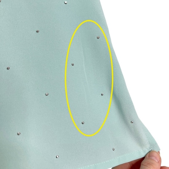 Liz Claiborne Seafoam Green Jeweled Button Front Blouse - Picture 14 of 15